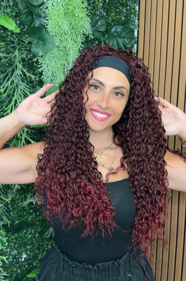 PARRUCCA FASCIA BORGOGNA RICCIA