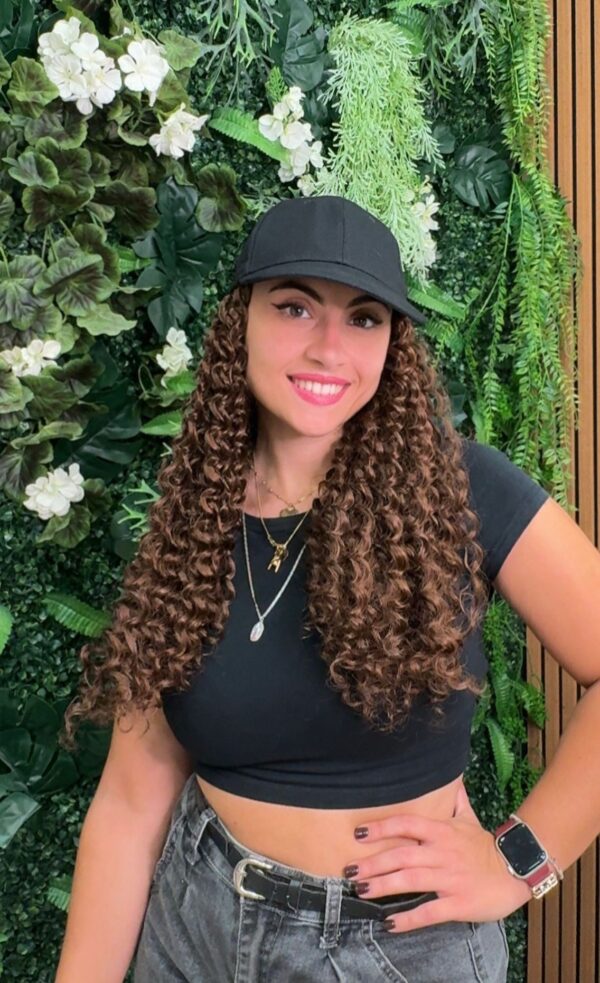 PARRUCCA CAPPELLO RICCIA CASTANO CHIARO